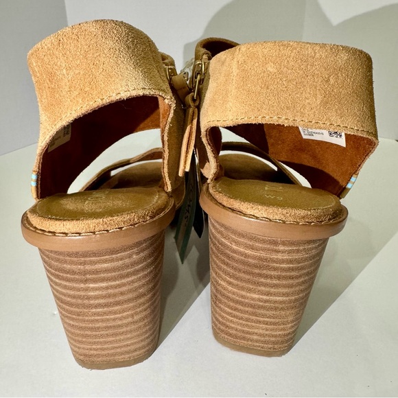 NWT TOMS Majorca Honey Open-Toe Suede Block Heels - Picture 4 of 10